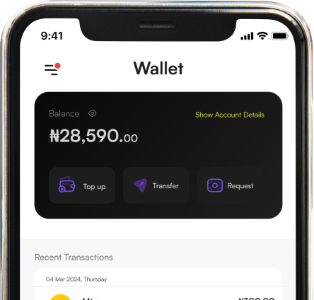 Billspot app screenshot showing wallet management interface